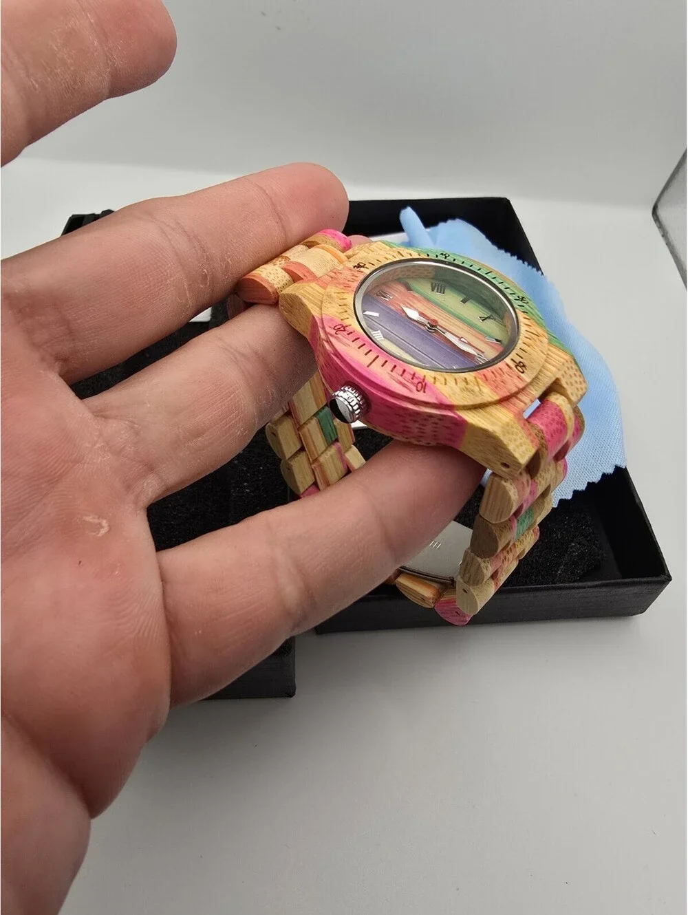 Womens Wooden Watch with All Wood Strap Analog Classic Design Colorful Q1058